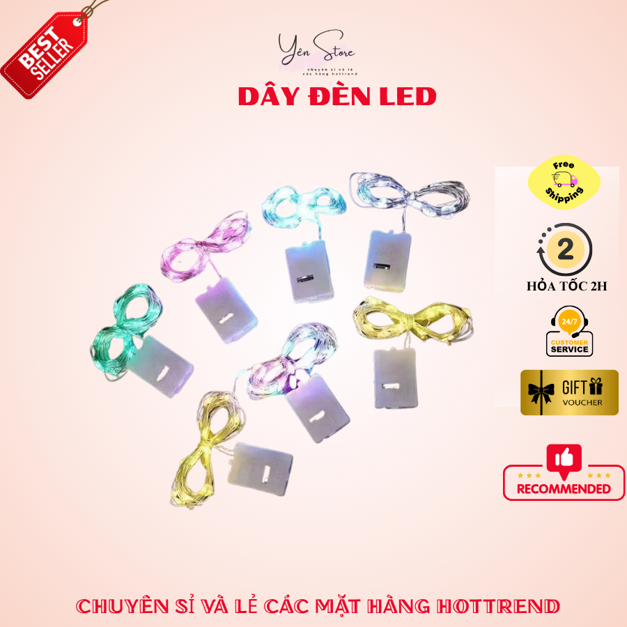Dây Đèn LED 7 Màu 1M Trang Trí Phòng Ngủ, Decor Bàn Học, Làm Lồng Đèn, Hoa Kẽm Nhung - YÊN STORE